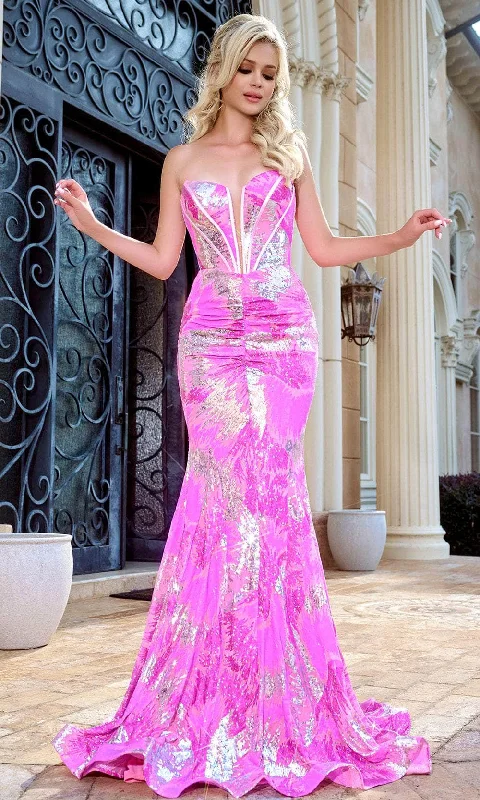 Fashionable Women’s Wardrobe Portia and Scarlett PS24317 - Plunging Sweetheart Mermaid Prom Gown