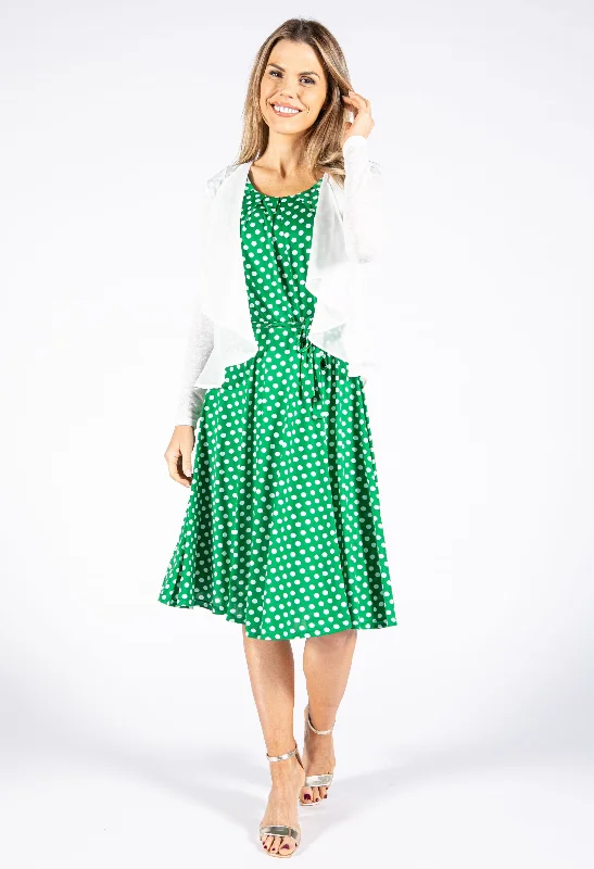 Top Picks At Markdown Prices Belted Dotted Dress