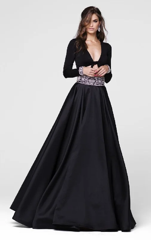 Dive Into Trendy Styles Tarik Ediz - V-Neck A-Line Gown 50018