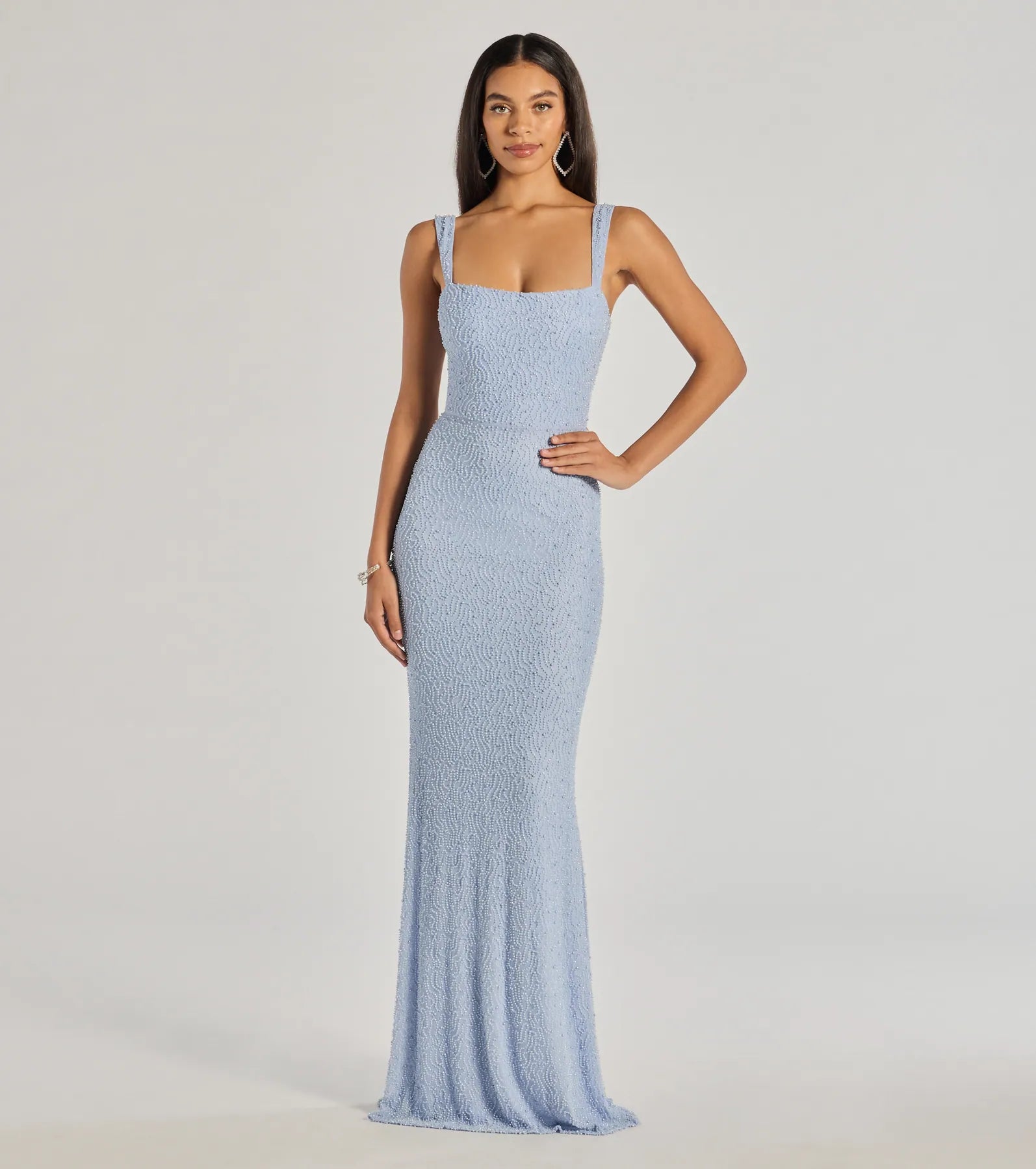 Brand Name Clothing Discount Extravaganza Kimia Long Beaded Lace-Up Slim Dress