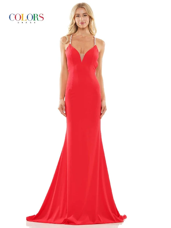 Affordable Luxury Fashion Colors 2974 Colors Long Spaghetti Strap Prom Dress