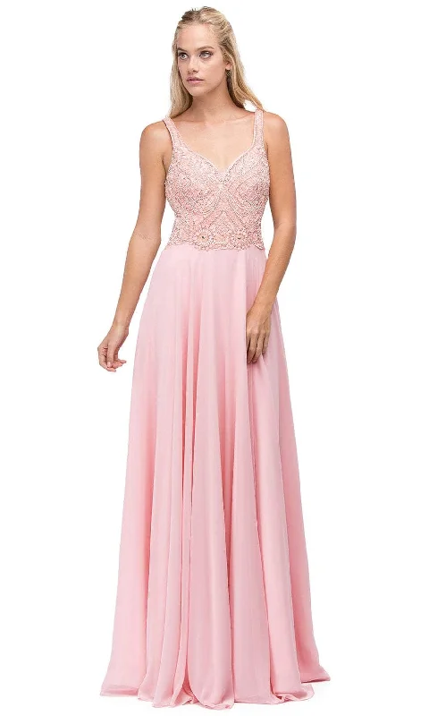 Redefining Women's Style Dancing Queen 9743 - Beaded Bodice V-Neck Prom Gown