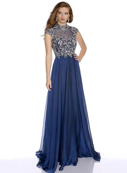 Comfortable Chic Envious Couture 16071 size 8, 10 prom dress pageant gown Lace Sheer High Neck