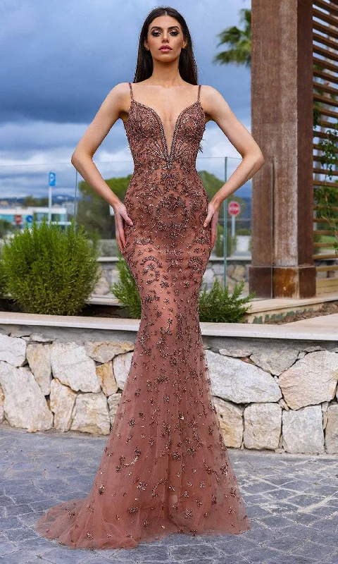 Limited Time Flash Sale Chic and Holland AR330331 - Plunging V-Neck Mermaid Prom Gown Limited Time Flash Sale Chic and Holland AR330331 - Plunging V-Neck Mermaid Prom Gown