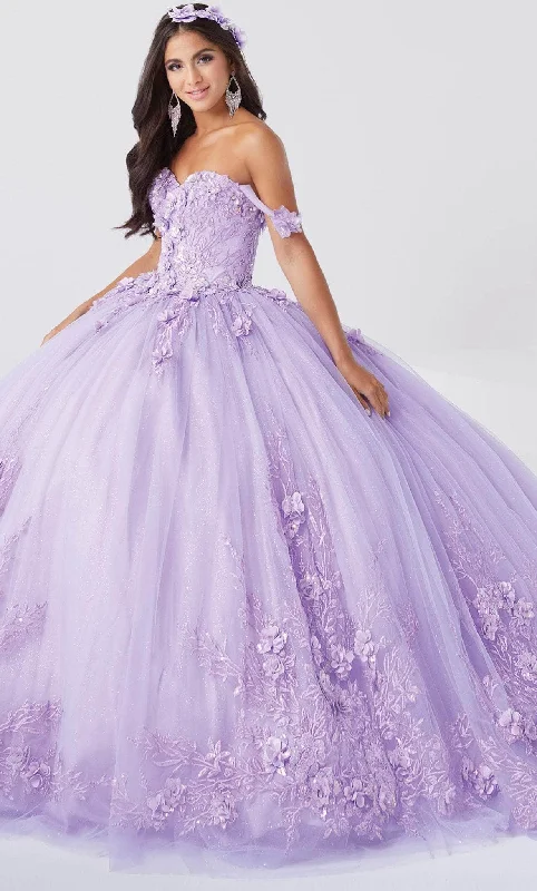 Minimalist Fashion Sale Fiesta Gowns 56467 - Embroidered Floral and Glittery Voluminous Gown