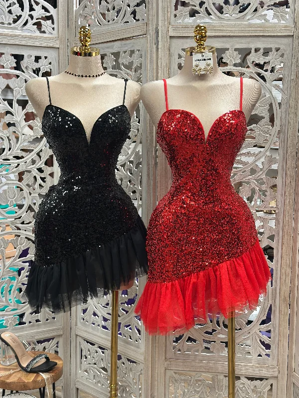 Limited Time Offer Sequin Asymmetrical Mini Dress- Stretchy,Estira
