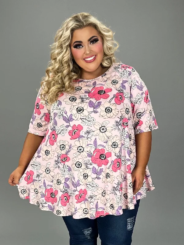 Edgy Fashion 34 PSS {Totally Darling} Pink Floral Tunic EXTENDED PLUS SIZE 4X 5X 6X