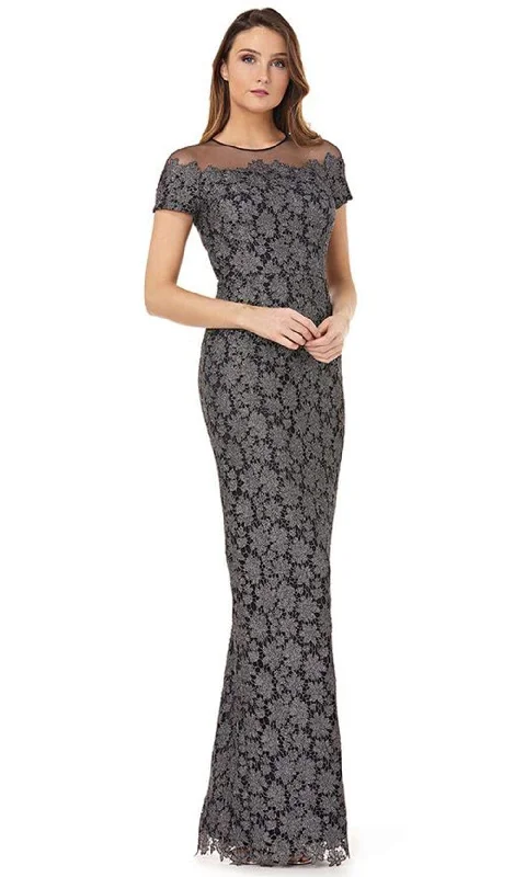 Elevated Casual Discounts JS Collections - 866683 Floral Lace Illusion Jewel Sheath Dress