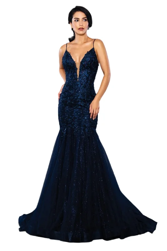 Chic Women’s Clothing Online Stella Couture 22043 Navy Prom Dress Size 12 Long Shimmer Mermaid Pageant Gown