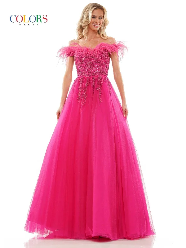 Seasonal Trends Colors 2992 Colors Long A-Line Off Shoulder Prom Dress