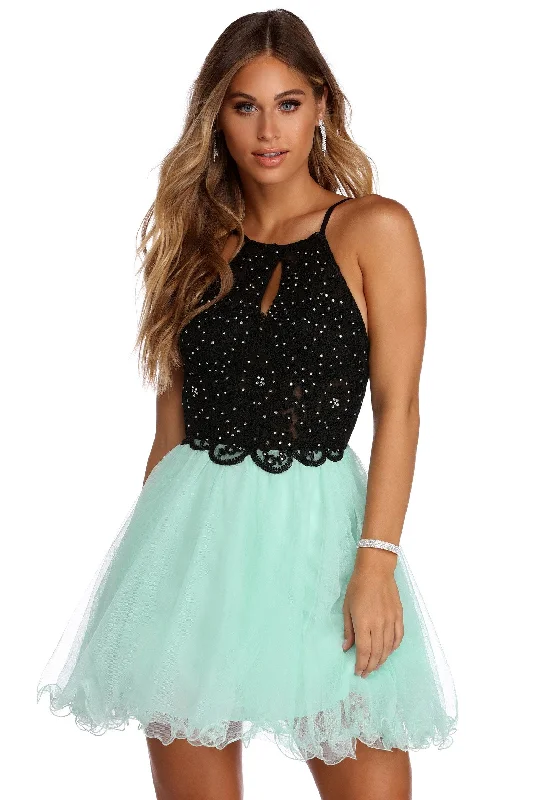 Pastel Styles Norah Formal Rhinestone Tulle Dress