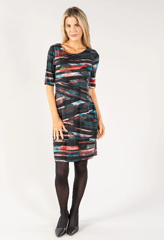 Women's Wardrobe Apparel Layered Hem Striped Dress