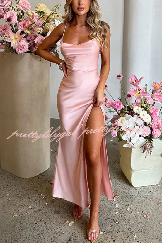 Trendy Threads Sexy Backless Suspender High Slit Slim Maxi Dress