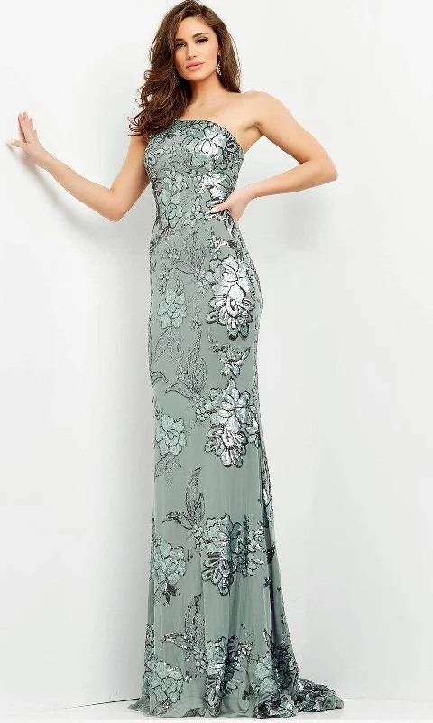 Everyday Elegance Sale Jovani - 04331 Floral Sequin Embellished One Shoulder Fitted Gown