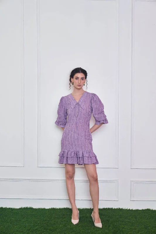 Women's Online Clothing Boutique Lavender love Checkered Mini Dress