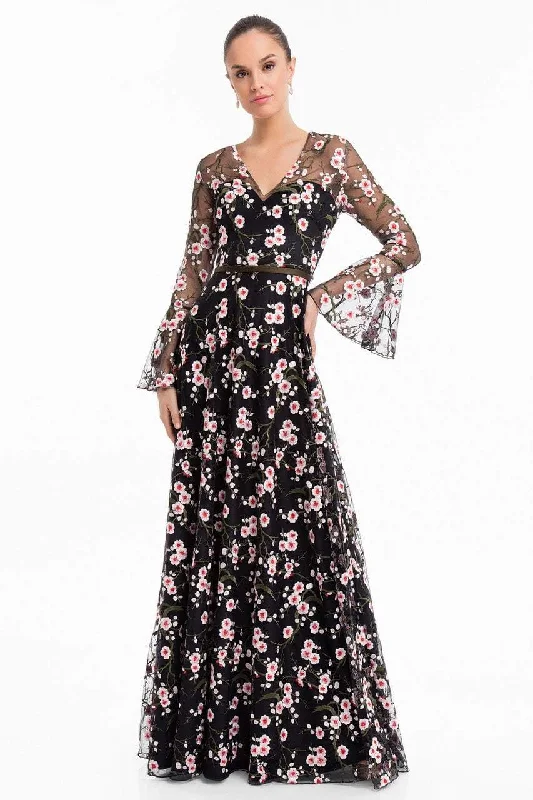 Modish Fashion Discounts Terani Couture - 1822E7251 Floral Embroidered V-neck A-line Dress