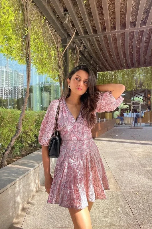 Must-Have Styles Blair Pink Printed Cotton Dress