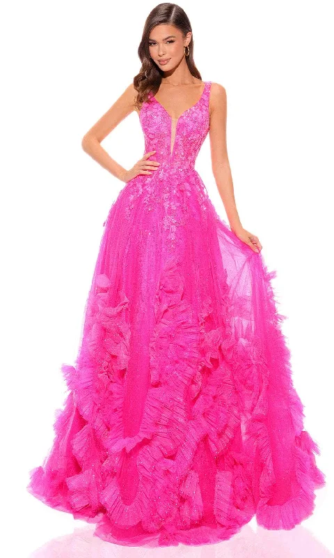Cool Prices Amarra 88880 - Floral Embellished V-Neck Ballgown