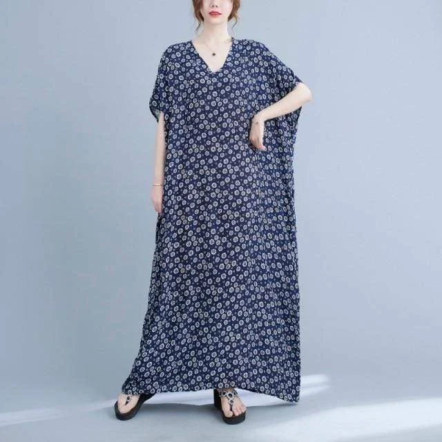 Comfy Women’s Outfits for Daily Wear Lois Navy Floral Kaftan Dress