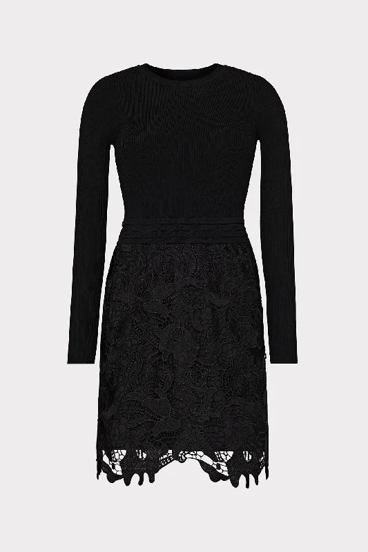 Trendy Aesthetics Katie Lace Combo Knit Mini Dress