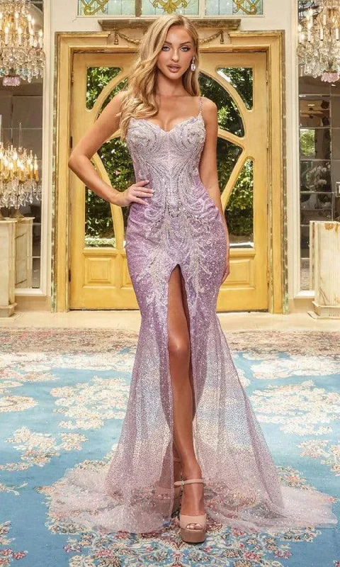 Massive Savings Portia and Scarlett - Ps22962 Thin Strapped Glittery Midslit Gown