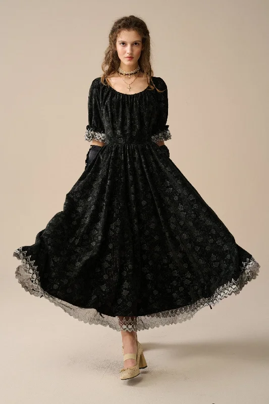 Holiday Special Offers Elowen 27 | Lace velvet dress gown ( 2 way to wear )