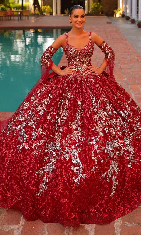 Exclusive Sale Amarra 54322 - 3D Floral Embellished Sleeveless Ballgown