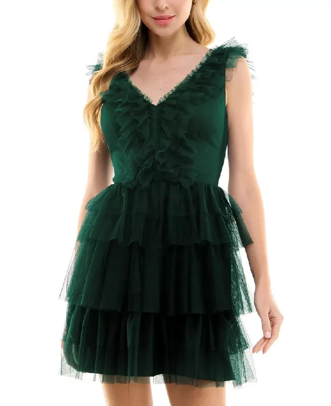 Weekend Exclusive 5 - city studio green tiered ruffle mini dress