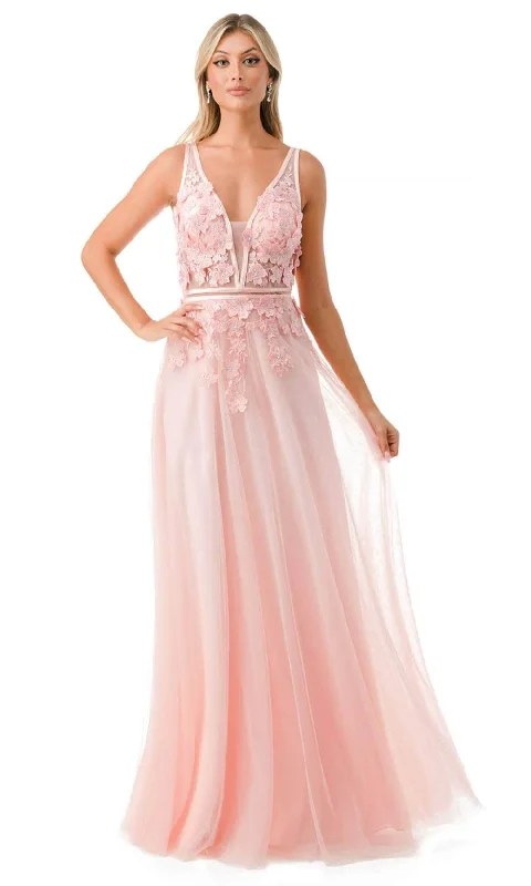 Budget Saver Trevi Collection P2114 - Floral Appliqued A-Line Prom Gown