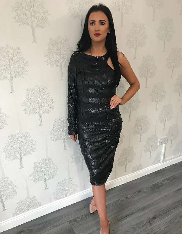 Boutique Dress Online Gemini Dress Embellished In Leatherette Sequins