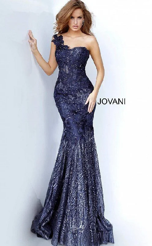 Casual Fashion Jovani 02445 Long One Shoulder Prom Gown