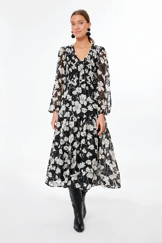 Wardrobe Upgrade Black Floral Multi Midi Dress