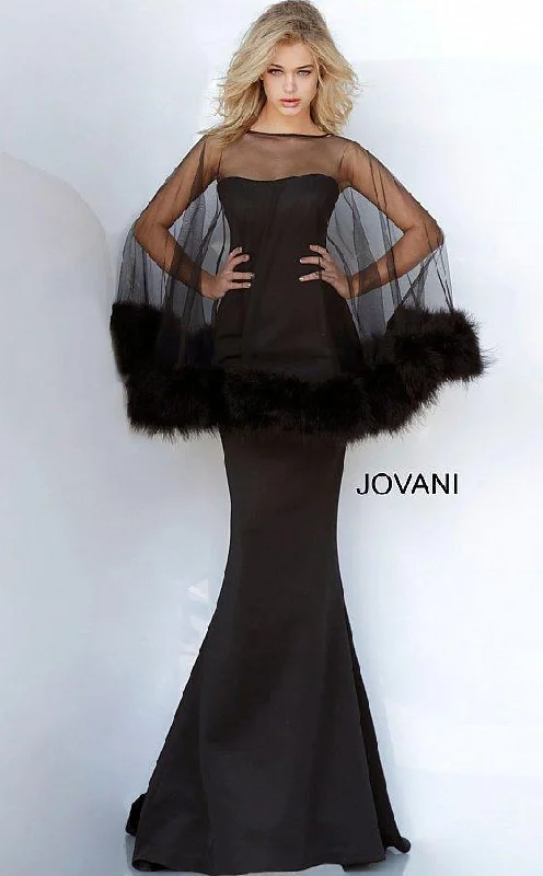 Festival Fashion Jovani 1142 Long Formal Cape Evening Gown