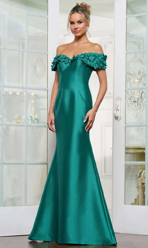 Limited Time Deal Rina Di Montella RD3254 - Floral Applique Mermaid Gown