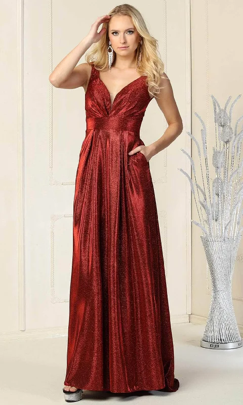 Season Offer May Queen MQ1875 - Glitter V-Neck Formal Gown