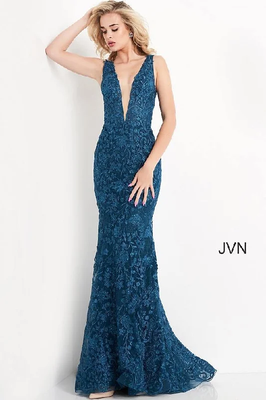 Fashion Forward Femme Jovani 04591 Long Sleeveless Lace Mermaid Prom Gown