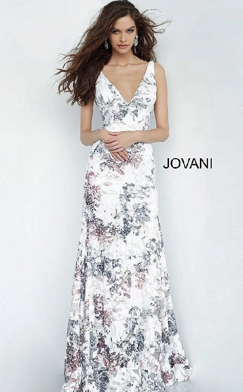 Women's Online Boutique Jovani 4074 Long Formal Print Prom Dress