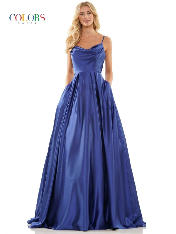 Trendy Street Style Colors G1088 Colors Long Spaghetti Strap Evening Dress