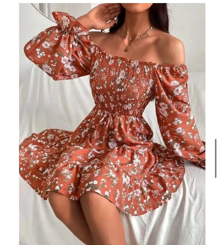 Save Big Rust Floral Dress