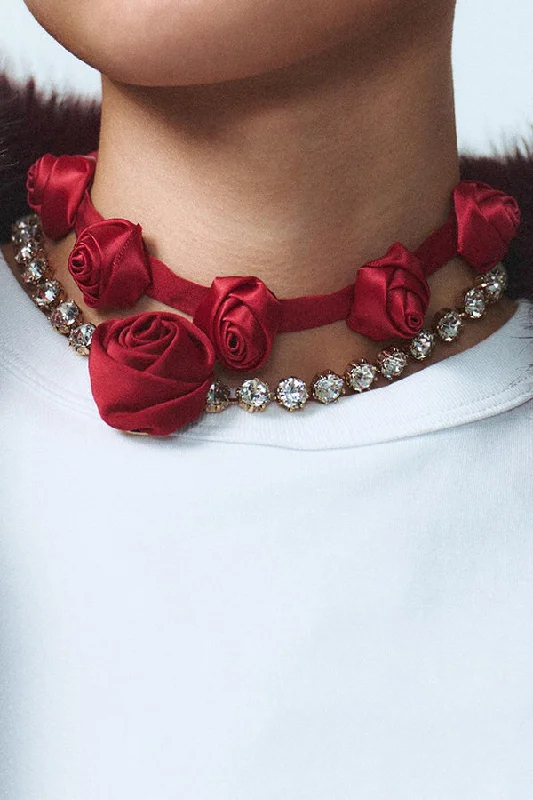 Versatile Style Wardrobe Romantic Rose Diamond Double Layer Necklace