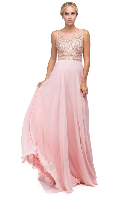 Bid Farewell To The Old Season Dancing Queen 9856 - Illusion Back Sequin Prom Gown