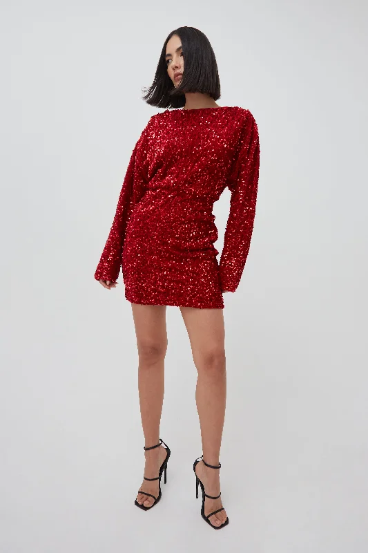 Romantic Chic Deals SEQUIN BLOUSON SLEEVE MINI DRESS