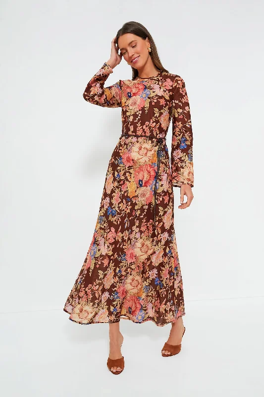 Style Versatile Women's Collection Chocolate Floral August Bias Long Dress