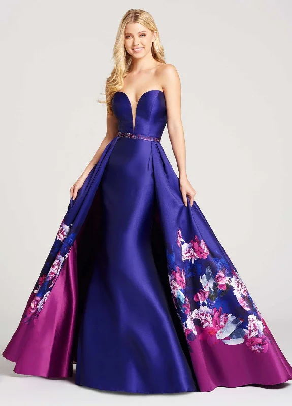 Trendy Looks On Sale Ellie Wilde Floral Print Embellished Sweetheart Dress EW118014 - 1 pc Royal/Multi In Size 12 Available