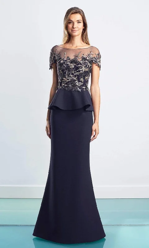 Trendy Casual Outfits Alexander by Daymor - Lace Embroidered Peplum Gown 1459 - 1 pc Navy In Size 8 Available