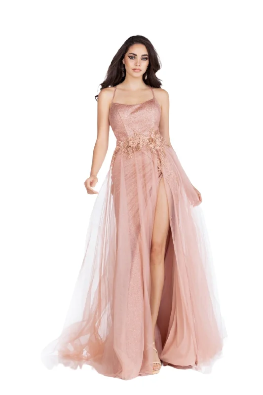 Elegant Women’s Clothing Online Abby Paris 90087 Size 6 Rose Gold Long Shimmer Maxi Slit Prom Dress Pageant Gown Formal Shimmer