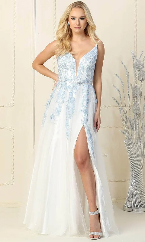 Flash Sale Now May Queen RQ7908 - Sleeveless Plunging Neckline A Line Gown