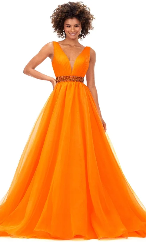 Women’s Trendy Outfits Ashley Lauren 11305 - Plunging V-Neck Ballgown