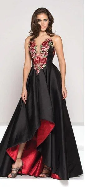 Timeless Style Promotions Colors Dress Sheer and Floral Ornate High Low Gown 1811