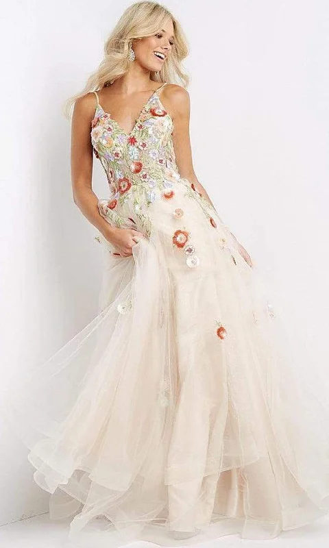 Fashion Deal JVN by Jovani - JVN08082 Floral Embroidered Organza Dress